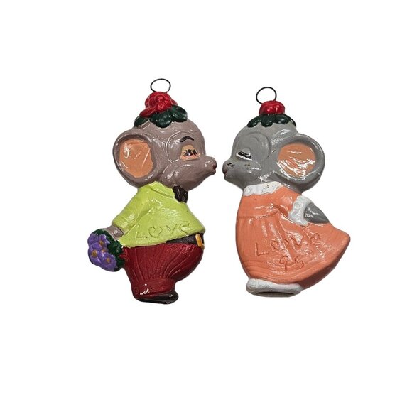 Vintage Ceramic Hand Painted Mouse Mice Christmas Ornaments Lot of 23 - Picture 6 of 9